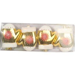 Zestaw 4 Złotych Bombek Plastikowych w Kształcie Rękawiczek z Brokatem 10 cm