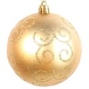 Zestaw 6 Dekorowanych Bombek Plastikowych Złotych o Wysokości 8cm