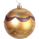 Zestaw 6 Dekorowanych Bombek Plastikowych Złotych o Wysokości 8cm