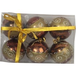 Zestaw 6 Eleganckich Bombek Plastikowych w Kolorze Brązowym, 7 cm