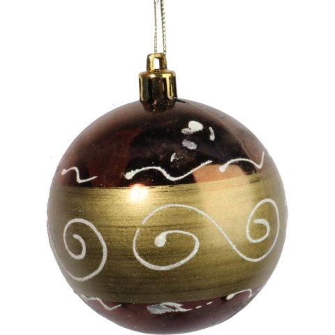 Zestaw 6 Eleganckich Bombek Plastikowych w Kolorze Brązowym, 7 cm