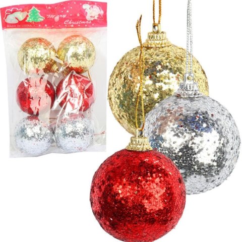 Zestaw 6 Kolorowych Bombek Brokatowych 5cm - Alternatywa Szklanych Ozdób Świątecznych