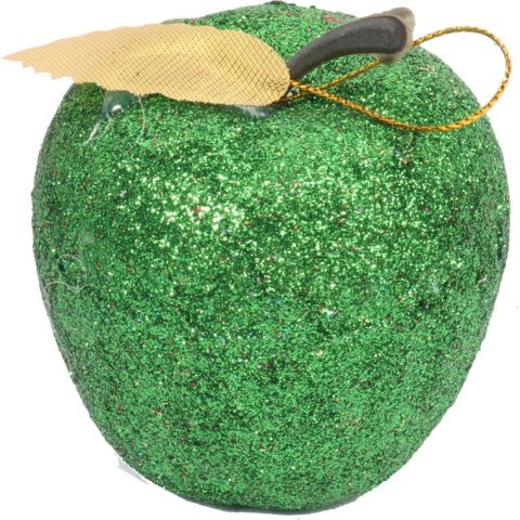 Zestaw 6 Multikolorowych Plastikowych Bombek w Kształcie Jabłek z Brokatem