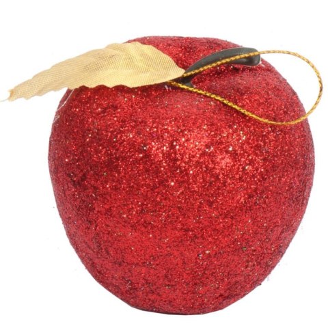 Zestaw 6 Multikolorowych Plastikowych Bombek w Kształcie Jabłek z Brokatem