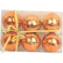 Zestaw 6 Plastikowych Bombek Pomarańczowych 7 cm do Dekoracji Świątecznej