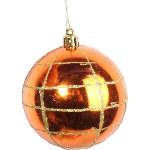 Zestaw 6 Plastikowych Bombek Pomarańczowych 7 cm do Dekoracji Świątecznej