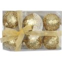 Zestaw 6 Wytrzymałych Bombek Brokatowych w Kolorze Złotym - 5 cm