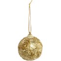 Zestaw 6 Wytrzymałych Bombek Brokatowych w Kolorze Złotym - 5 cm