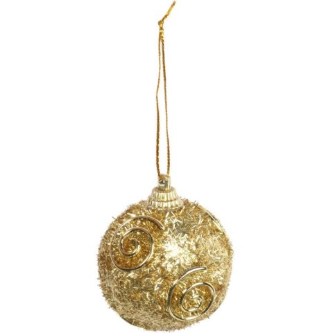 Zestaw 6 Wytrzymałych Bombek Brokatowych w Kolorze Złotym - 5 cm