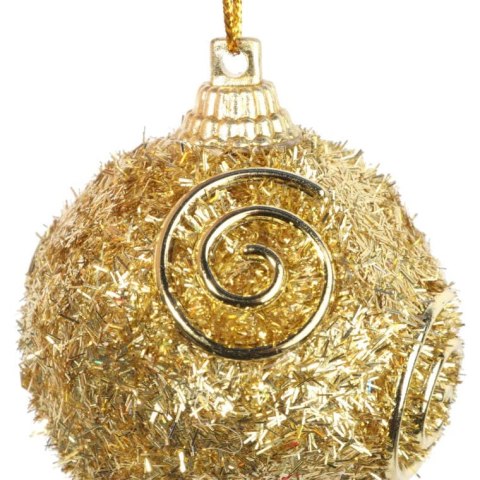 Zestaw 6 Wytrzymałych Bombek Brokatowych w Kolorze Złotym - 5 cm