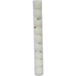 Zestaw 9 Białych Bombek Bożonarodzeniowych z Brokatem, Plastikowych, 6 cm