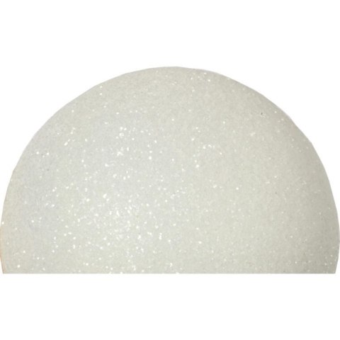 Zestaw 9 Białych Bombek Bożonarodzeniowych z Brokatem, Plastikowych, 6 cm