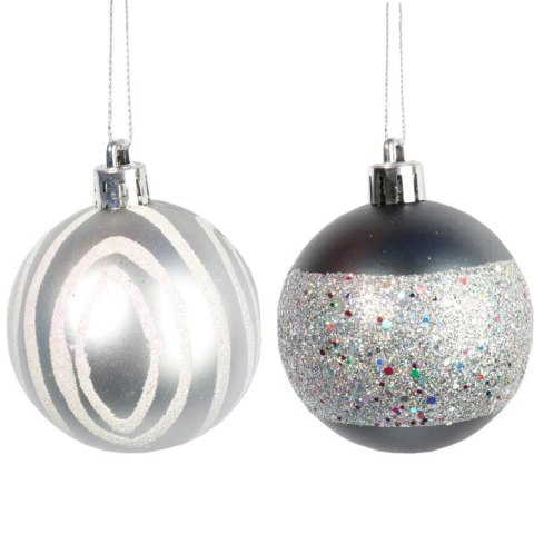 Zestaw 9 plastikowych bombek bożonarodzeniowych o kolorze grafitowym, 6 cm.