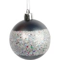 Zestaw 9 plastikowych bombek bożonarodzeniowych o kolorze grafitowym, 6 cm.