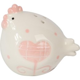 Zestaw Ceramicznych Kurek na Sól i Pieprz w Kolorze Biało-Różowym - Dekoracja Wielkanocna