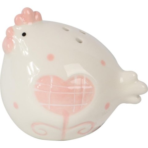 Zestaw Ceramicznych Kurek na Sól i Pieprz w Kolorze Biało-Różowym - Dekoracja Wielkanocna