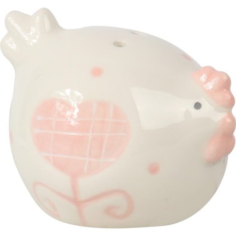 Zestaw Ceramicznych Kurek na Sól i Pieprz w Kolorze Biało-Różowym - Dekoracja Wielkanocna