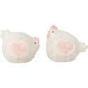 Zestaw Ceramicznych Kurek na Sól i Pieprz w Kolorze Biało-Różowym - Dekoracja Wielkanocna