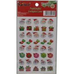 Zestaw Naklejek Samoprzylepnych na Okno - Świąteczne Motywy Mikołaja, Bombki, Prezenty, Skarpety - 40 szt.