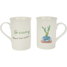 Zestaw Prezentowy Love Nature: 2 Kubki Ceramiczne z Łyżeczkami w Motywie Kaktusa