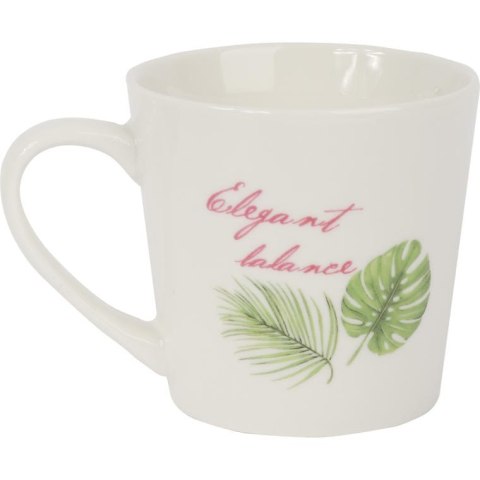 Zestaw prezentowy kubek i łyżeczka ceramiczna we flamingi z liśćmi