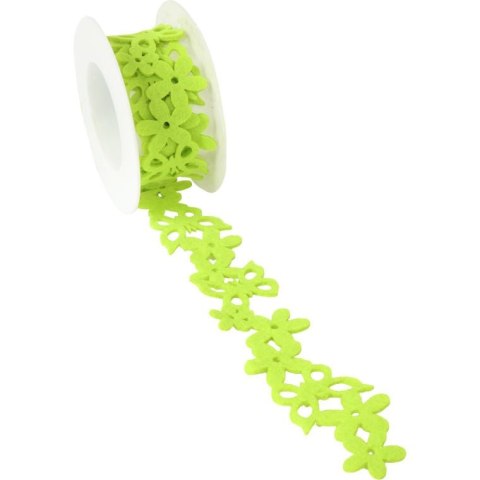 Zielona wstążka filcowa z motylkami do dekoracji wielkanocnych i wiosennych