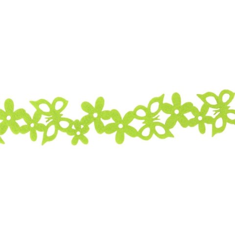 Zielona wstążka filcowa z motylkami do dekoracji wielkanocnych i wiosennych