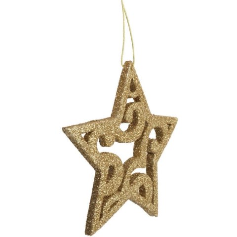 Złota Ażurowa Gwiazda z Brokatu - Zawieszka Dekoracyjna