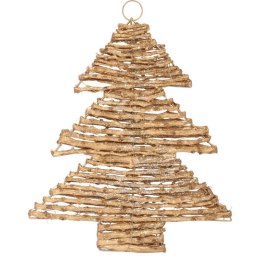 Złota Choinka Rattanowa - Zawieszka Świąteczna 30 cm