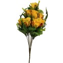 Żółty Bukiet Sztucznych Róż w Kompozycji z Paprotkami - 10 Sztuk, 40 cm Wysokości