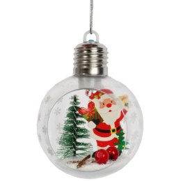 BOMBKA PLASTIKOWA Z OŚWIETLENIEM LED I MIKOŁAJEM 8 CM II