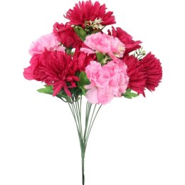 BUKIET 12 KWIATÓW MIX: RÓŻA, GOŹDZIK, CHRYZANTEMA KOLOR RÓŻOWY