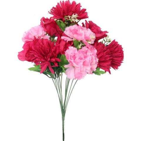 BUKIET 12 KWIATÓW MIX: RÓŻA, GOŹDZIK, CHRYZANTEMA KOLOR RÓŻOWY