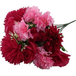 BUKIET 12 KWIATÓW MIX: RÓŻA, GOŹDZIK, CHRYZANTEMA KOLOR RÓŻOWY