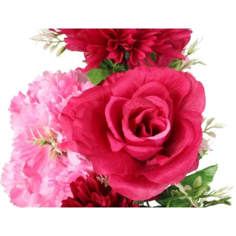 BUKIET 12 KWIATÓW MIX: RÓŻA, GOŹDZIK, CHRYZANTEMA KOLOR RÓŻOWY