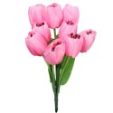 BUKIET 9 JASNO RÓŻOWYCH SZTUCZNYCH TULIPANÓW WYSOKIEJ JAKOŚCI, 38 CM