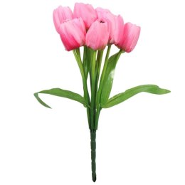 BUKIET 9 JASNO RÓŻOWYCH SZTUCZNYCH TULIPANÓW WYSOKIEJ JAKOŚCI, 38 CM