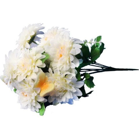 BUKIET 9 SZTUCZNYCH BIAŁYCH MARGARETEK Z MOTYLKAMI - DEKORACJA 40CM