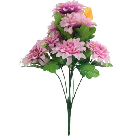 BUKIET RÓŻOWYCH MARGARETEK Z DEKORACYJNYMI MOTYLKAMI - KWIECISTA DEKORACJA, 40 CM