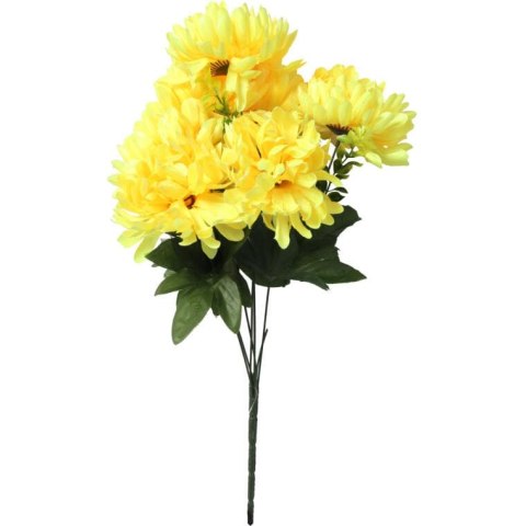 BUKIET ŻÓŁTYCH CHRYZANTEM Z GIPSÓWKĄ - KWIATY SZTUCZNE WYSOKIEJ JAKOŚCI 58cm.