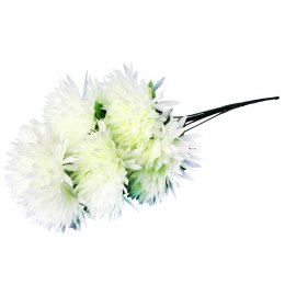 Biały Bukiet Sztucznych Chryzantem Strzępiastych - Dekoracja na Wszystkich Świętych, 54cm