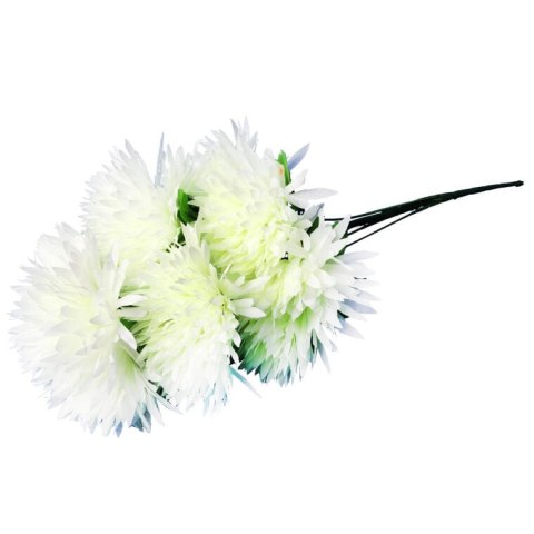 Biały Bukiet Sztucznych Chryzantem Strzępiastych - Dekoracja na Wszystkich Świętych, 54cm