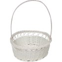 Biały Koszyk Wielkanocny z Tworzywa Średniej Wielkości 22x15x7cm