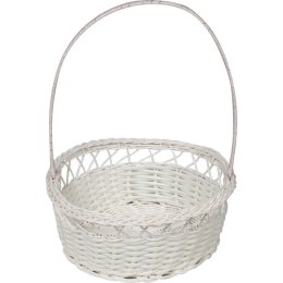 Biały Koszyk Wielkanocny z Tworzywa Średniej Wielkości 22x15x7cm