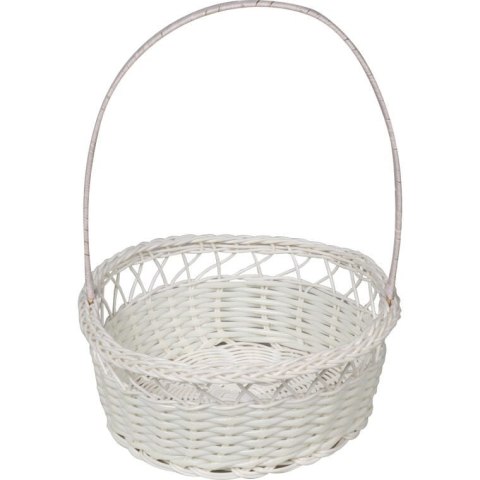 Biały Koszyk Wielkanocny z Tworzywa Średniej Wielkości 22x15x7cm