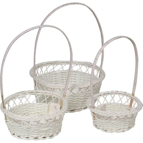 Biały Koszyk Wielkanocny z Tworzywa Średniej Wielkości 22x15x7cm