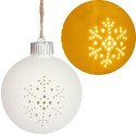 Bombka ceramiczna LED na baterię z motywem śnieżynki