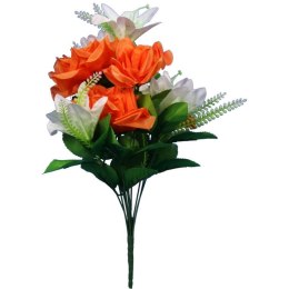 Bukiet 12 kwiatów mix róża i lilia pomarańczowo biały