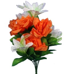 Bukiet 12 kwiatów mix róża i lilia pomarańczowo biały