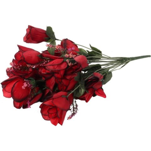 Bukiet 24 róż w kolorze bordowym z dodatkami